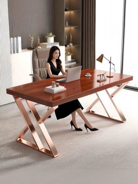 Premium Heavy Duty Brushed Stainless Steel Table Legs Featuring Anti Slip Leveling Feet And Quick No Sweat Assembly For Rock Solid Desk Or Bench Frames At Seventy Two Cm Tall in a beautifully designed office setting.