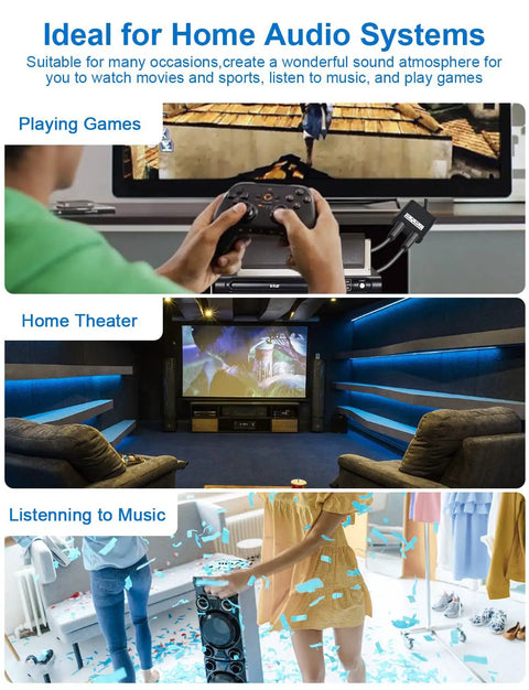 Killer Audio Optical Splitter, 1 In 2 Out Toslink Splitter, Black Universal Adapter for gaming, home theater, and music.