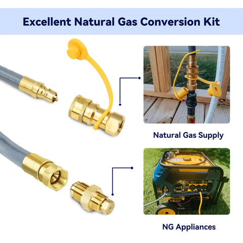 Natural Gas Conversion Kit With Half Inch ID Hose And Quick Connect 60000 BTU Output for fire pits and generators