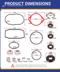 Dimensions of seals and gaskets for BDP-10A Pump Overhaul Seal Kit With Seals And Gaskets For PG Series Hydraulic Pumps Kohler Kawasaki