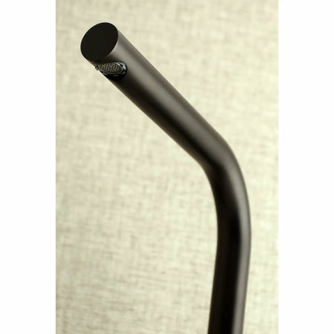 Close-up of spout on Matte Black 8 Inch Adjustable Wall Mount Kitchen Faucet With Solid Brass Construction Drip Free Ceramic Disc Cartridge Center From 5 5/8 To 10 3/8 Inches 1.8 GPM At 60 PSI Slick Modern Industrial Style