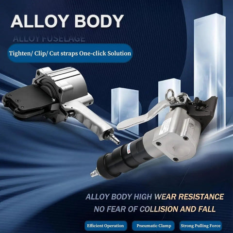 Pro Grade Pneumatic Steel Strapping Machine With Split Tensioner Sealer 19Mm Metal Banding Tool Air Powered for secure strapping.