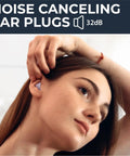 Woman using Wax Ear Plugs For Sleep And Swim, Silicone Earplugs For Catching Zs And Swimming, 32 dB sound reduction