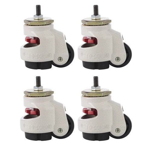 4 Pack Heavy Duty Leveling Caster Wheels With Threaded Stem, Adjustable Height Casters For Machinery Benches, 8 x 6 x 7.5 cm