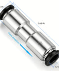 Pneumatic Push-To-Connect Check Valve 5/16 In OD X 5/16 In OD One-Way Valve, Nickel Plated Brass Showing Size and Flow Direction