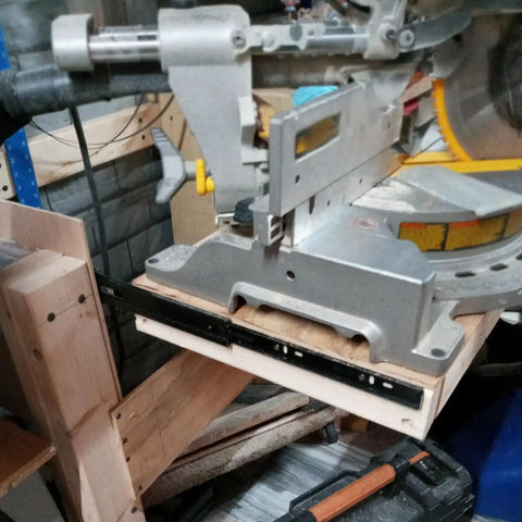 Installation of Two Pack 12 Inch Full Extension Ball Bearing Drawer Slides Heavy Duty Side Mount Cabinet Rails under a workshop table saw