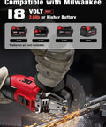 Built Tough As Nails Cordless Angle Grinder Featuring A Brushless Motor And Ten Thousand Rpm Speed on steel with sparks flying.