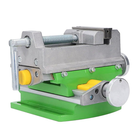Ycauty Cross Slide Drill Vice Xy Multifunctional Compound Vise For Table Milling Machines 0-80mm view with green base and raised jaws.