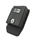 Trans Pan And Diff Cover For 6R80 Ford Trucks 09-15 2.7/3.5/5.0/6.2 Black Machined Fins With 0.125 In NPT Ports And 7 Quart Capacity