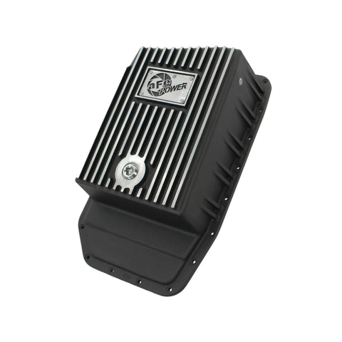 Trans Pan And Diff Cover For 6R80 Ford Trucks 09-15 2.7/3.5/5.0/6.2 Black Machined Fins With 0.125 In NPT Ports And 7 Quart Capacity
