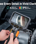 Two Way Articulating Borescope With Dual Lens Endoscope Camera For Tight Spaces LED Light, inspecting car engine, 5ft