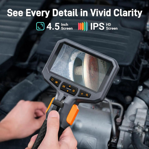Two Way Articulating Borescope With Dual Lens Endoscope Camera For Tight Spaces LED Light, inspecting car engine, 5ft