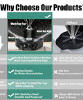 Comparison chart highlighting features of Matte Black Glass Rinser for Kitchen Sink with dual water jets and brush.