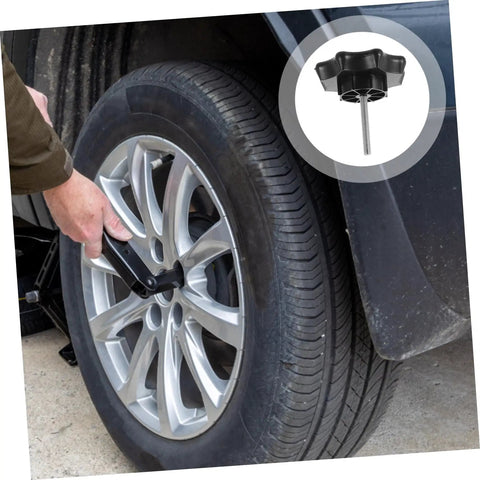 Person securing car tire with Chrome Spare Tire Fixing Bolt For Cars And SUVs Multimodel Fit Wheel Bolt Hook Replacement Lock