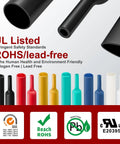 Heavy Duty 3 To 1 Ratio Heat Shrink Tubing 2.5 Inch Black Roll with colorful tubing in background for automotive wiring use.
