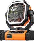 Beast 20000mAh Rechargeable Camping Fan With Digital Battery Gauge 4 Speed Settings Remote LED Light Cordless Portable Fan