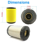 Replacement Air Filter For John Deere Equipment Compatible With 591334 796031 594201 5428K dimensions shown with foam pre-cleaner