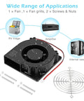 Heavy Duty IP67 120mm Blower Fan With Dual Ball Bearings 12V DC for RV fridge, amplifier, and electronics cooling applications