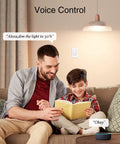 Family using Smart Dimmer Switch That Works With Alexa And Google Home For Single Pole 2.4GHz WiFi Dimming Of LED And CFL Bulbs