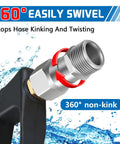 2 Pack M22 to 14mm Pressure Washer Swivel Fittings, Anti Twist Connector Joint, 360 Degree Kink Free Swivel for Gun and Hose, Stainless Steel, Handles Up To 5000 PSI, 360° non-kink connector