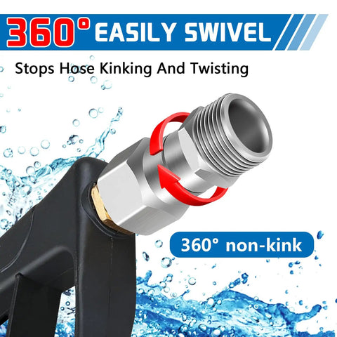 2 Pack M22 to 14mm Pressure Washer Swivel Fittings, Anti Twist Connector Joint, 360 Degree Kink Free Swivel for Gun and Hose, Stainless Steel, Handles Up To 5000 PSI, 360° non-kink connector