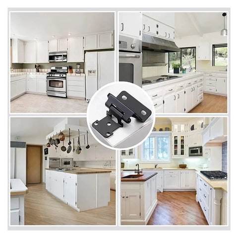 Rotating Concealed Cabinet Hinges Set Two Pack Self Closing One Half Inch Overlay Partial Wrap Around Black Finish