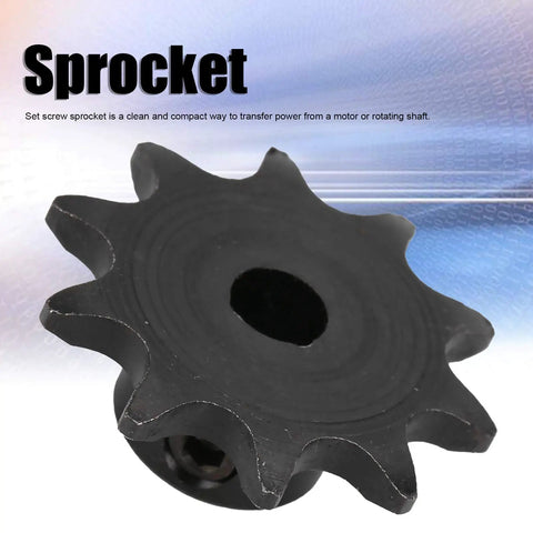 Durable 10 Tooth DBore Sprocket With SetScrew Design For Smooth Power Transfer And Seamless Industrial Motor Shaft Connections That Actually Hold Tight, black cast steel with 6mm bore.