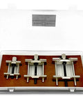 Aluminum Alloy Watch Movement Holder Kit in box, three metal holders for pro grade repair base, adjusting, and fixing movements.