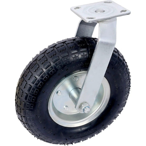No Sweet Glide 12 Inch Pneumatic Caster Wheels Set With Precision Ball Bearings And Knobby Ribbed Rubber Tires close-up view.