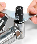 Right Angle Air Die Grinder, 22000Rpm Pneumatic Tool With 1/4 Inch Chuck And Flow Regulator being used with a wrench.