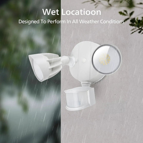 Heavy Duty Motion Sensor Led Flood Light Featuring Dual Adjustable Heads And 4200 Lumens Cool Daylight For Driveway And Yard Security Jobs That Triggers Instantly When You Roll In Keeps The Place Lit All Night Long