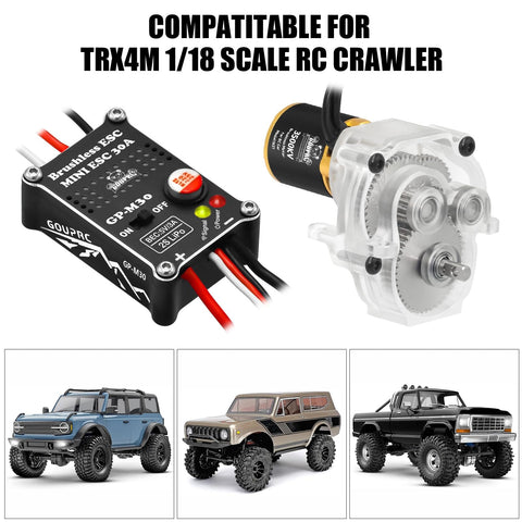 Upgrade 30A Brushless ESC And 1621 3500KV Outrunner Motor Transmission Combo Kit For TRX4M One Eighteen Scale RC Car
