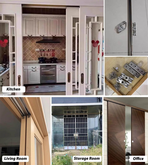 Heavy Duty Double Track Barn Door Hardware Kit With 4 Rollers For Wardrobe Or Bifold Doors Champagne Finish 220cm Rail