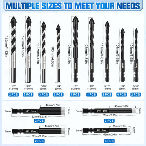 Diamond drill bits set, 30 pcs professional masonry carbide bits, multiple sizes for concrete and ceramic tile, Amazon.