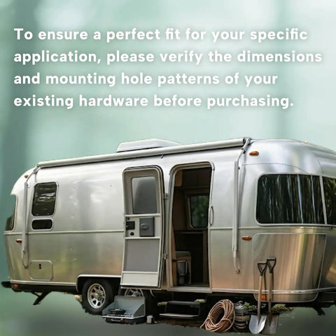 Dead Set Secure Heavy Duty Aluminum RV Door Holder And Trailer Latch For Camper And Cargo Van with an Airstream camper exterior.