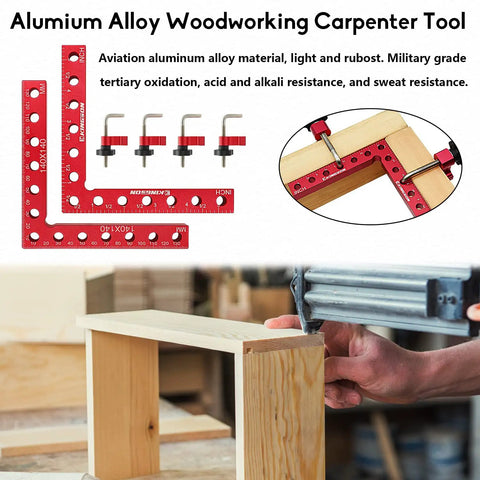 Red aluminum Five And A Half Inch 90 Degree Positioning Squares Right Angle Corner Clamps For Woodworking with hex keys