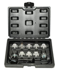 DPTOOL fuel injector Noid Light test kit; 12 clear noid lights in a black carrying case.