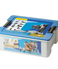 FTVOGUE 10 In 1 Mini Lathe Combo Machine Tool box with blue lid, showcasing tools for DIY projects and model making.