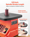 Heavy Hitter Benchtop Oscillating Spindle Sander With 2400 RPM Drive And Six Quick Change Sleeves for 5/8 inch spindle stroke and height adjustment.