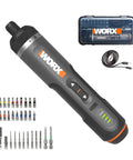 4V Lithium Cordless Screwdriver Kit With 30 Piece Accessory Pack, Easy To Use Electric Driver, rechargeable 4V lithium battery, black and silver