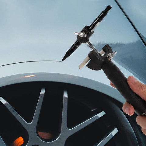 Auto Scratch Repair Tool Kit For Wheel Arches And Sheet Metal, Ergonomic Plastic And Iron Build, Marks Lines On Cars Trucks And SUVs, Tire Marker Scriber For Pro Grade DIY Repairs, Durable All In One Repair Set, marking wheel arch on car wheel