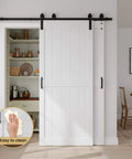 Installed 38 Inch By 84 Inch Bypass Barn Door With 6.6 Ft Track Hardware Kit Included, H Shape Solid Core MDF, White