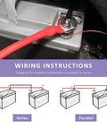 Wiring instructions with Two Package 2 Awg Battery Cables 12 Inch Pure Copper Power Inverter Wires connected to battery terminals.