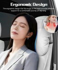 Stylish 2-In-1 Car Headrest Pillow For Mini Roadster Countryman And Paceman Models With Breathing Vent Fabric For Sweet Neck And Cervical Support On Long Rides, ergonomic design, white, comfortable, support.
