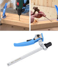 5/8 Inch Bench Dog Clamp 2 Pack Quick Ratchet Workbench Clamps With Non Slip Pad used in woodworking on workbench