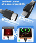 Ultra Slim 15000mAh Power Bank With Built In iOS And Type C Cables, Multiport Charger With USB A, Type C, Micro Outputs, Pocket Friendly Travel Essential For iPhone iPad Samsung And More, Type-C and iOS cables