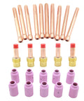 All in One TIG Welding Consumables Kit for WP17 WP18 WP26 Series with 10 Collet Tips 3/32, 5 Gas Lens Collet Bodies