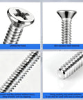 Extra Long 6-32 Stainless Steel Outlet Screws - 30 Pieces Phillips Flat Head Machine Screws For Wall Electrical Sockets And Switches, No Rust, Heavy Duty, Deep Threads, Mixed Sizes close-up