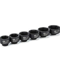 Six Piece Oil Canister Socket Set Service Kit with Black Oxide Coating for Corrosion Resistance includes six common sizes.