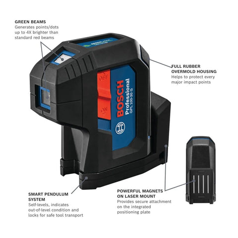 Green Beam Self Leveling Alignment Laser Pro Grade With Plumb And Level Point Projection Built In Multipurpose Mount Visimax Technology For Extended Battery Life Includes 2 AA Batteries And Hard Carrying Case